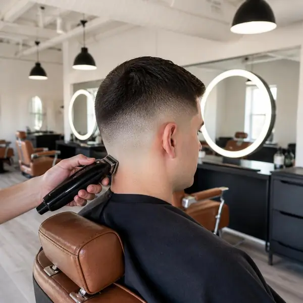 Low skin fade with a textured crop