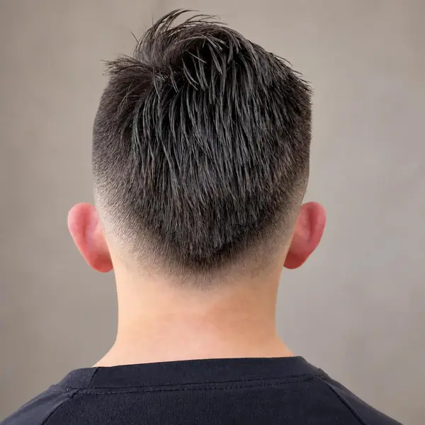 Textured crop seen from behind with a clean skin fade